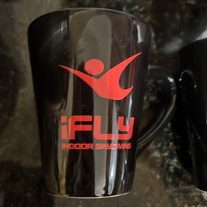 Ifly I fly official coffee tea mug cup heavy porcelain handle red black
